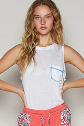 POL Floral Detail Pocket Patch Tank Top OutfitFlow